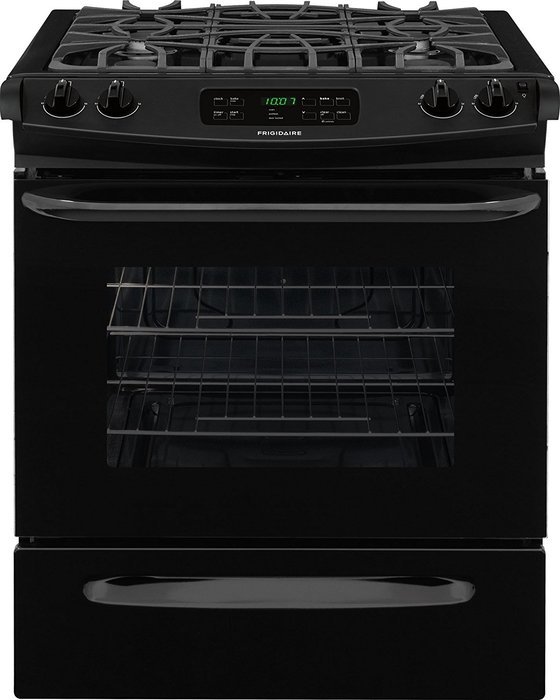 Frigidaire FFGS3025PB30" Black Gas Slide-In Sealed Burner Range