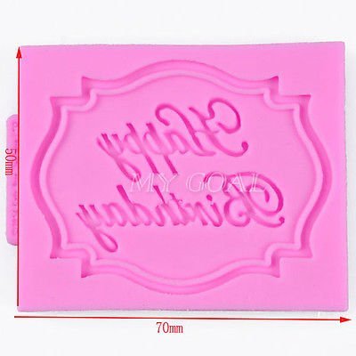 Happy Birthday Silicone Mould Cake Decorating Lace Impression Mat Baking Mold N4