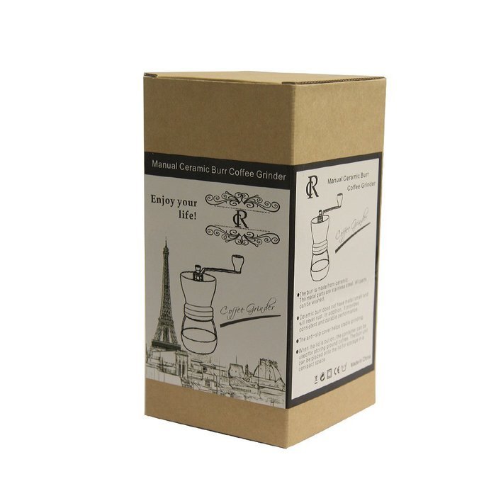 RC Mini Hand-Crank Coffee Bean Grinder Manual Coffee Grinding Mill 120g With Brush & Lid - Brown N8