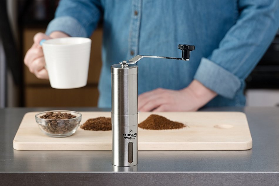 Premium Ceramic Burr Coffee Grinder - Portable Stainless Steel Coffee Mill by California Home Goods - Aeropress... N5