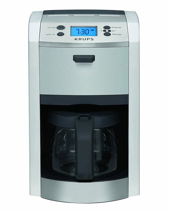 KRUPS KM8105 12-Cup Die-Cast Programmable Coffee Maker with Stainless Steel Housing, Silver N4