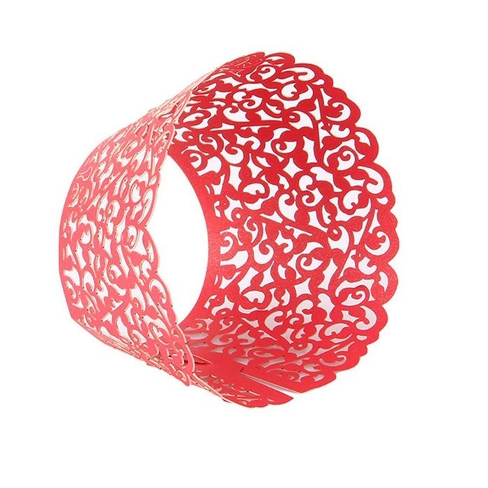 VWH Red Hollow Style Baking Cups Purefly Cupcake Liners Muffin Cake Molds Sets 50pcs N2