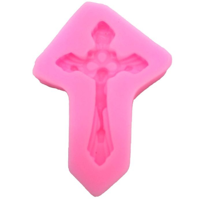 Okallo Products Set of 2 Cross Molds for Candy Cake Decorations - Silicone Crucifix Mold for Catholic Cup Cakes