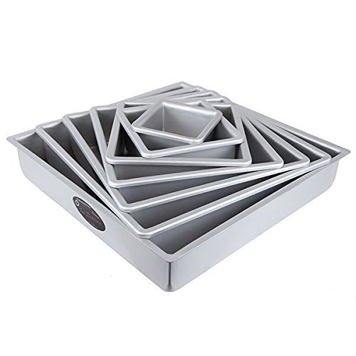 Cake Pan Set of 7, Square 3 Inches Even (4 to 16 Inches) by Fat Daddio's