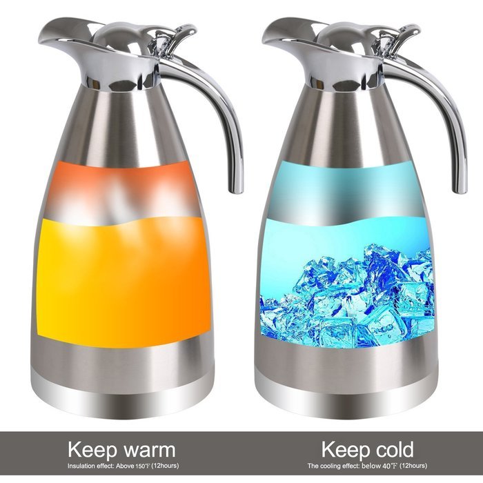 Panesor 2.2 Liter(75 Ounce) Thermal Coffee Carafe Stainless Steel Carafe Coffee Pot N4