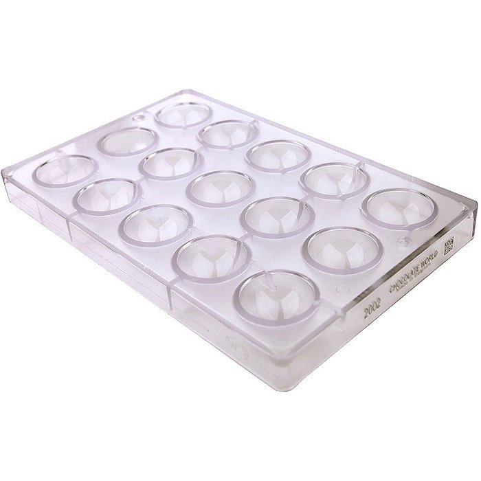 Matfer Bourgeat Polycarbonate Half Circle Chocolate Molds, Sheet Of 15 380148