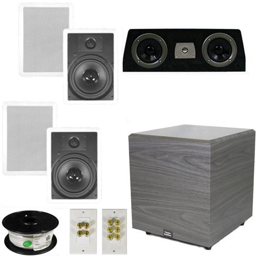 Theater Solutions 5.1 Home Theater 8" In Wall Speaker Set with Center, 12" Powered Sub and More TS80WC51SET6