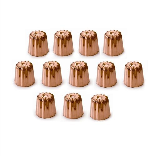 Mauviel Made In France M'Passion 4180.55 Canele 2-Inch Mold, Tinned Interior, Set of 12
