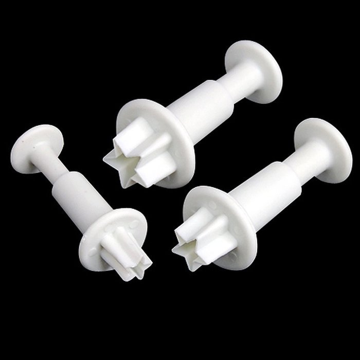 Generic Star Plunger Cutter Mold Fondant Cake Decorating Kitchen Mould DIY Tools Pack of 3 Pcs Color White