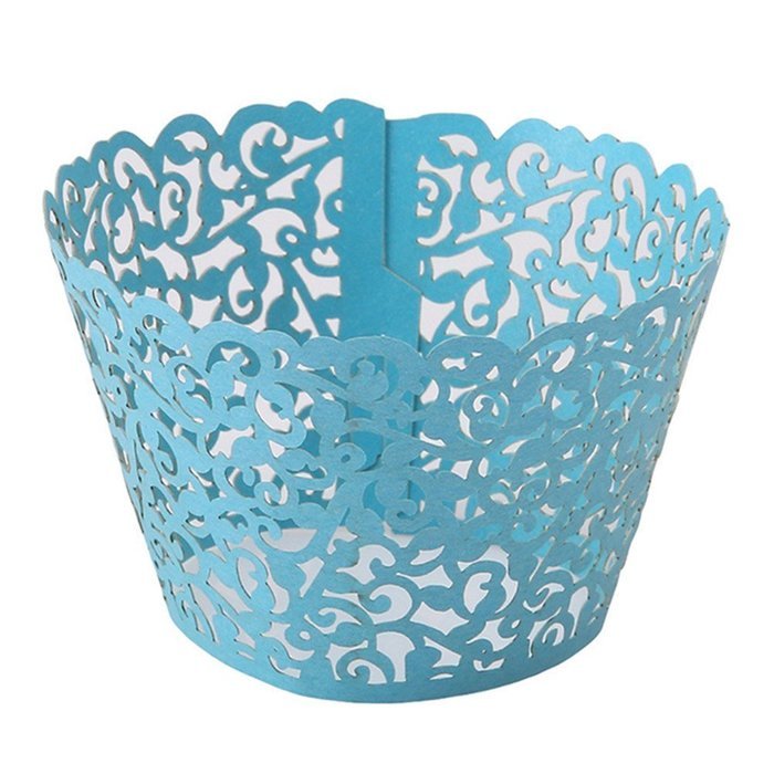 Yingwei Blue Hollow Style Baking Cups Purefly Cupcake Liners Muffin Cake Molds Sets 50pcs