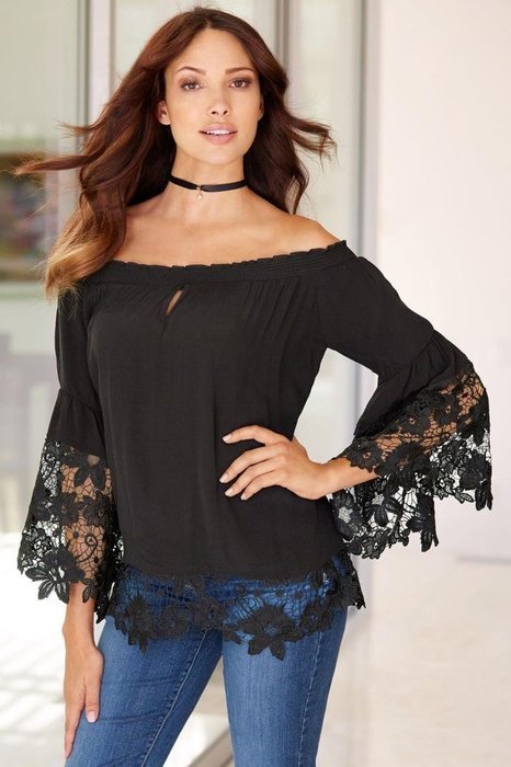 Hot Sale,Laimeng Milk Silk Womens Long Sleeve Shirt Casual Lace Blouse Loose Cotton Tops T Shirt (L, Black) N4