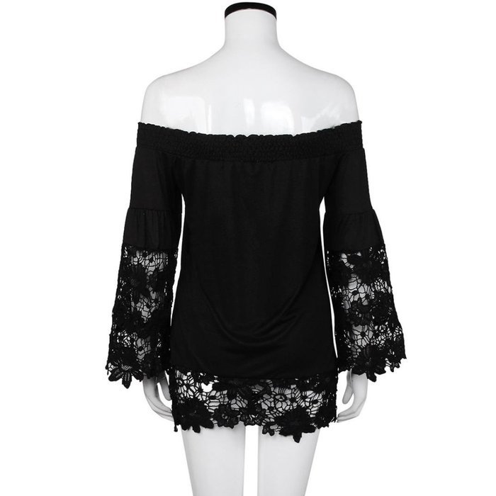 Hot Sale,Laimeng Milk Silk Womens Long Sleeve Shirt Casual Lace Blouse Loose Cotton Tops T Shirt (L, Black) N5