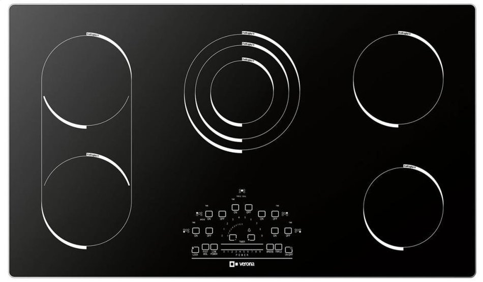 Verona VECTEM365 36" Electric Radiant 5 Element Cooktop With Slide Touch Controls Peacock Tail Bar Low Power Scale...
