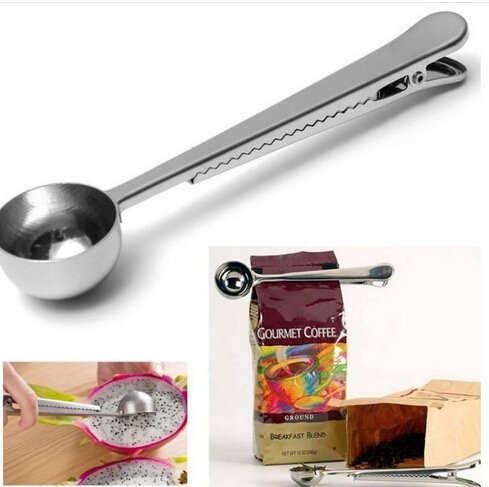 Eve Split 3pcs Multifunction Premium Stainless Steel Coffee Scoop and Tea Scoop with Integrated Bag Clip spoon N3