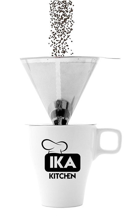 Clever Pour-Over Coffee Dripper by IKA KITCHEN - Stainless Steel Cone Brewer w/ Built-In Stand & Free Measuring... N4