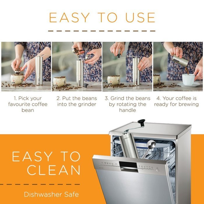 Swift Coffee Grinder | Premium Portable Stainless Steel Manual Coffee Grinder Mill with Adjustable Ceramic Burr... N2