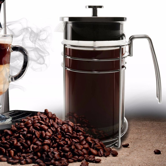 Bruntmor KRATER French Press W/ Heat Resistant Glass Carafe & Stainless Steel Double Screen Plunger Perfect Coffee... N4