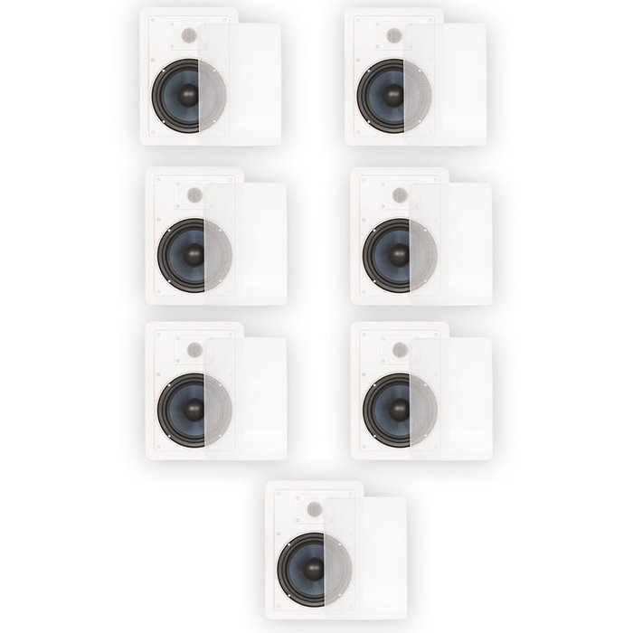 Blue Octave BDW62 In Wall 6.5" Speakers 2 Way Home Theater Surround Sound 7 Speaker Set
