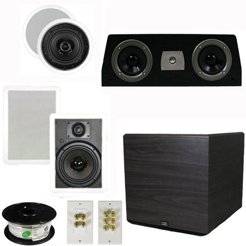 Theater Solutions 5.1 Home Theater 4 Speaker Set with Center, 15" Powered Sub and More TS5C6WC51SET8