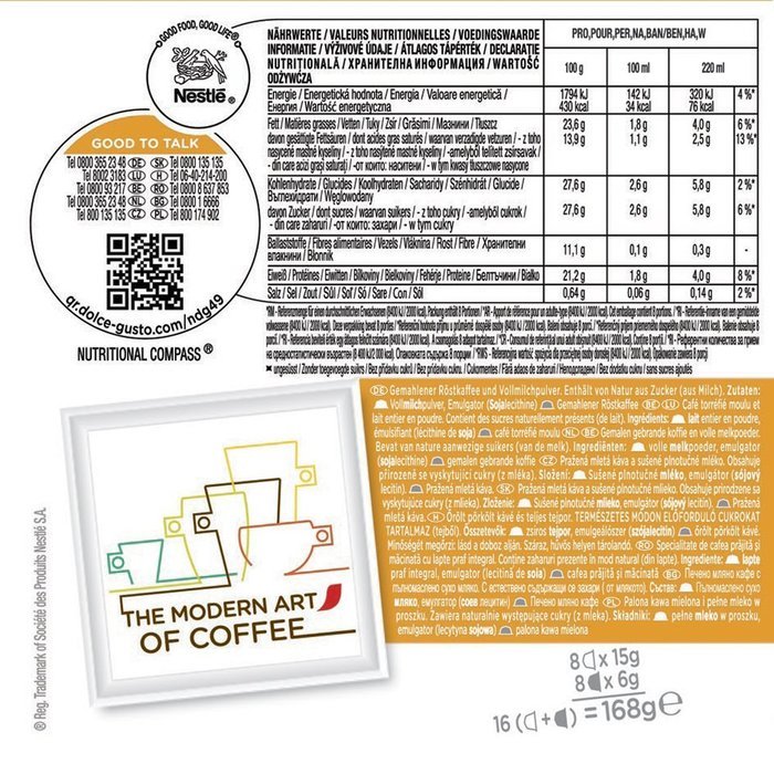 Nescaf&eacute; Dolce Gusto Latte Macchiato Unsweetened, Pack of 3, 3 x 16 Capsules (24 Servings) N3