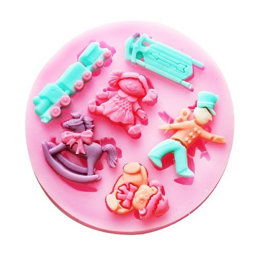 Longzang F0492 Baby Shower Fondant Silicone Sugar Craft Mold, Mini, Pink