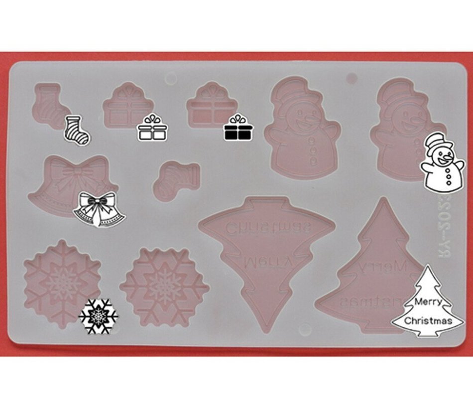 FOUR-C Christmas Chocolate Sheet Silicone Molds for Chocolate Decoration Color Transparent