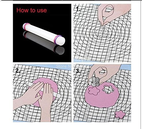 1pcs, White Non-stick Glide Fondant Rolling Pin Fondant Cake Dough Roller Decorating Cake Roller Crafts Baking...