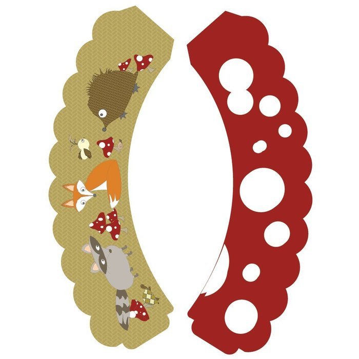 Woodland Animal Cupcake Wrappers, Red and White Polka Dot, Camping Theme, Confetti Couture Party Supplies, 36 N8