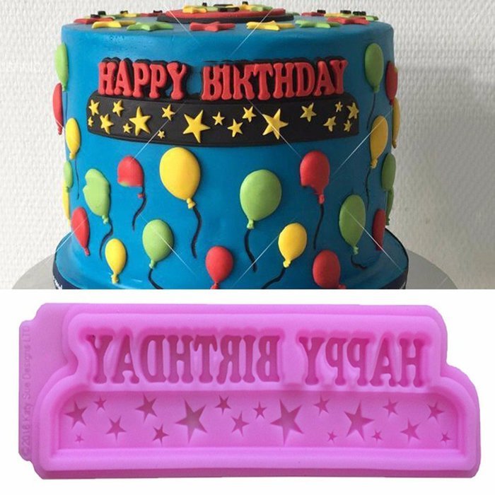 Beauty Clubs Happy Birthday Alphabet Silicone Mold for Cake Pop Mold Chocolate Mold Fondant Tool (2#) N11