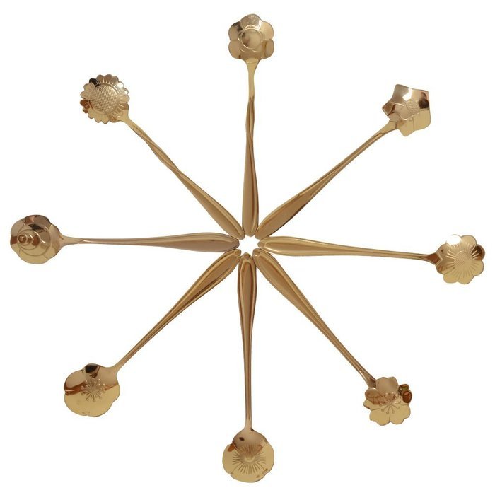CHICHIC 8 Pcs Stainless Steel Tableware Creative Flower Coffee Spoon, Stirring Spoon, Sugar Spoon, Stir Bar Spoon... N12