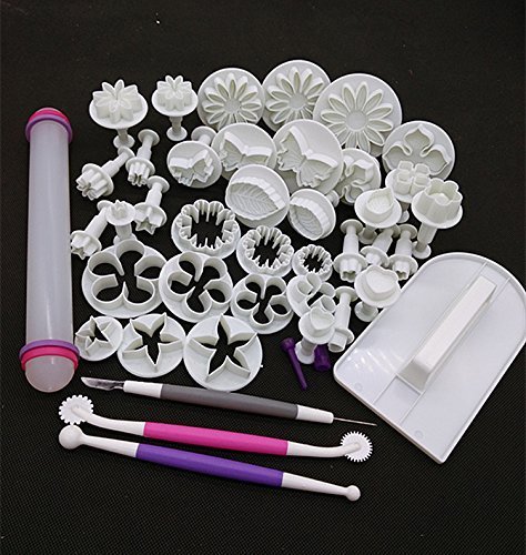 HOSL Cake Tools 41PCS Flower Fondant Cake Sugarcraft Decorating Kit Cookie Mould Icing Plunger Cutter Tool