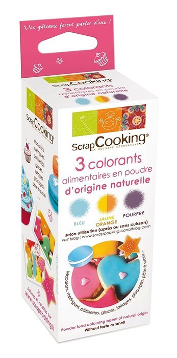 3 natural food colouring purple / orange / blue