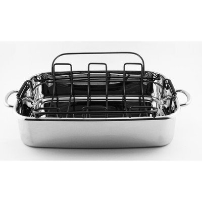 Sturdy Construction 15'' Roaster Pan with Rack, Stainless Steel N4