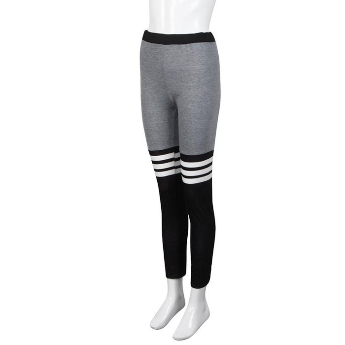 PHOTNO Women Fitness Yoga Leggings High Waist Stripe Patchwork Skinny Push Up Pants N12