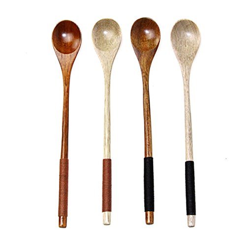"B Long Handle Wooden Mixing Spoon Tie Wire Round Handle Ladle Stirring Spoon" shopping N4
