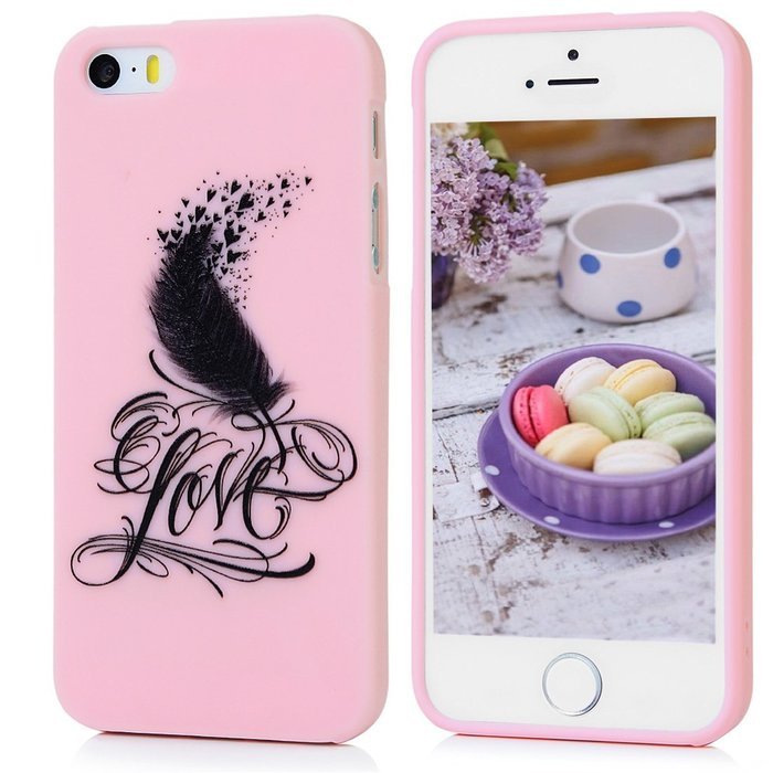 iPhone SE Case,iPhone 5S Case,iPhone 5 Case - Cute Black Feather Love Hearts Series Shockproof Flexible Soft TPU... N33