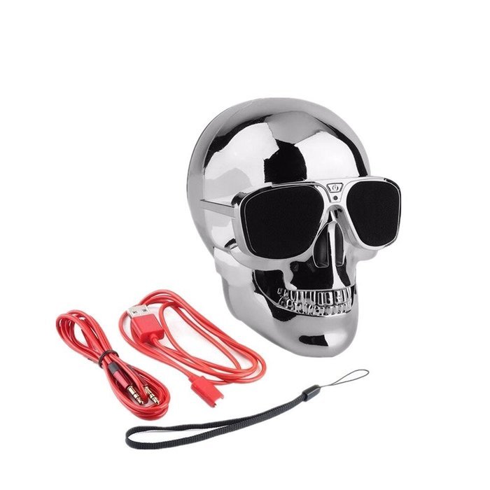 LANSHENG(Silver) Plastic Metallic SKULL Wireless Bluetooth Speaker Sunglass NFC Speaker N2