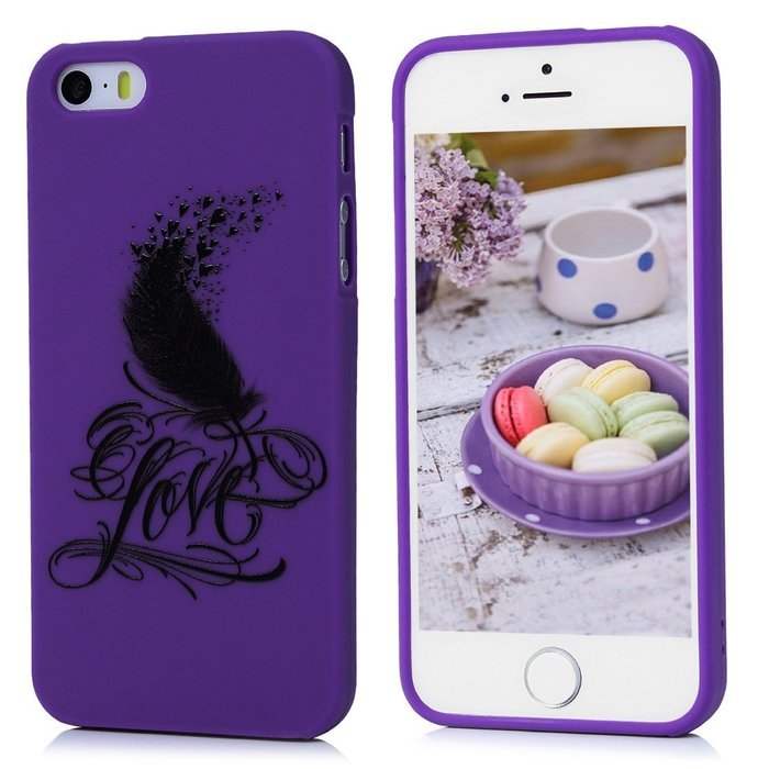 iPhone SE Case,iPhone 5S Case,iPhone 5 Case - Cute Black Feather Love Hearts Series Shockproof Flexible Soft TPU... N37