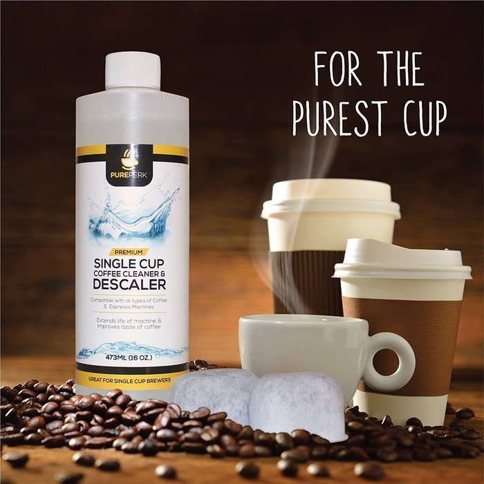 Pure Perk Coffee Machine Cleaner Combo Pack - Includes One Bottle (Two Full Cleanings) of Pure Perk Descaling... N2