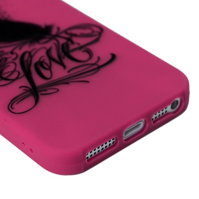 iPhone SE Case,iPhone 5S Case,iPhone 5 Case - Cute Black Feather Love Hearts Series Shockproof Flexible Soft TPU... N39