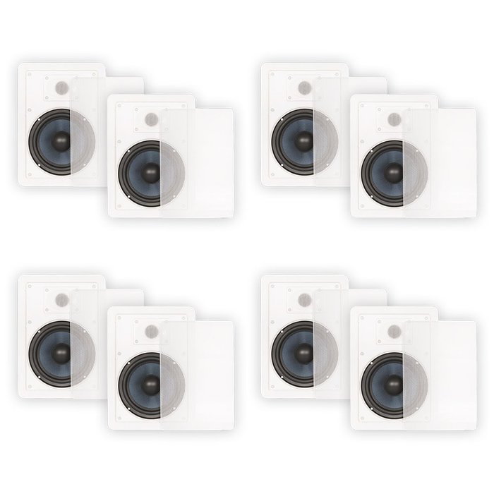 Blue Octave BDW62 In Wall 6.5" Speakers 2 Way Home Theater Surround Sound 4 Pair Pack