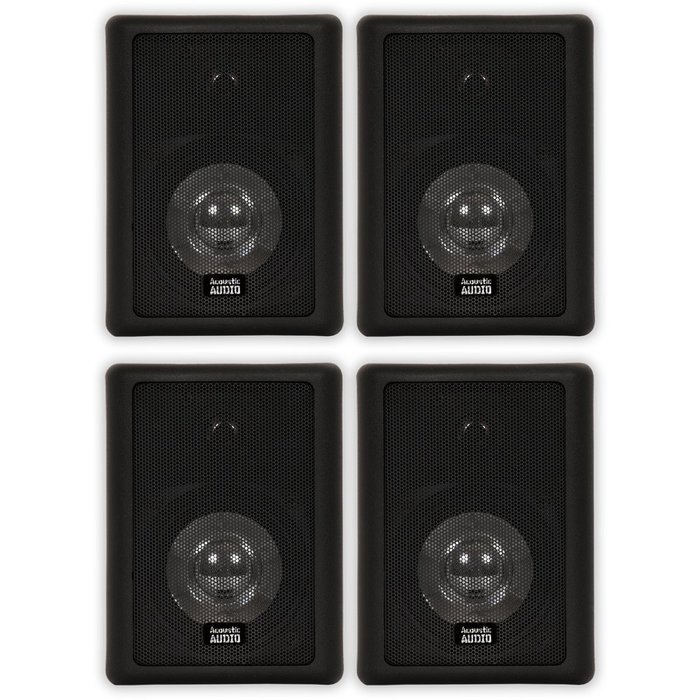 Acoustic Audio 151B Indoor Outdoor 2 Way Speakers 1200 Watt Black 2 Pair Pack 151B-2Pr