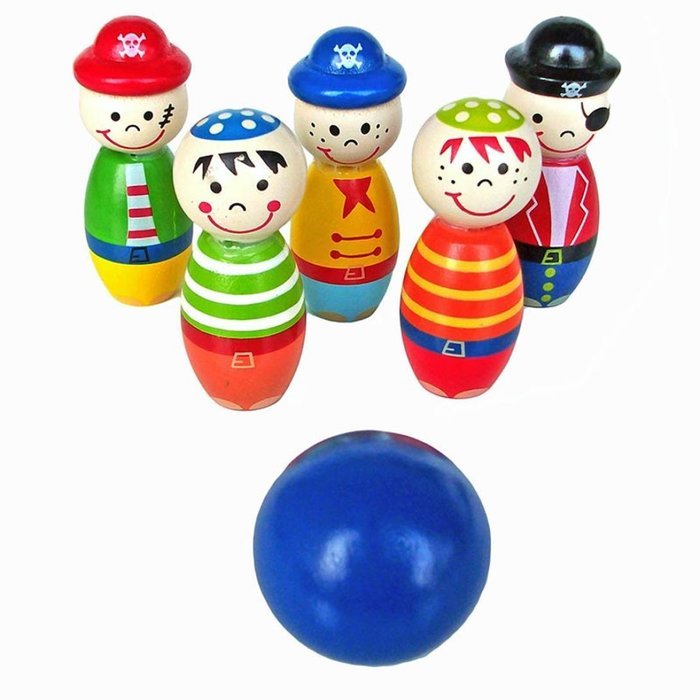 Bowling Ball ，BeautyVanChildren Toys Wooden Bowling Ball Skittle Funny Shape for Kids Game N2