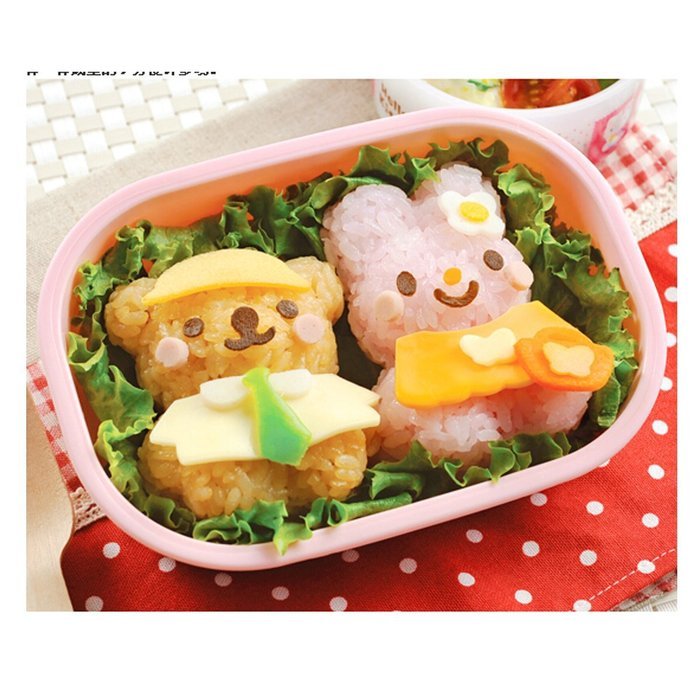 Witkey 2pcs Bento Accessories Rice Ball Mold Suit Creative Lovely Seaweed Sushi Material Tool Clamp Laver Embossing... N6