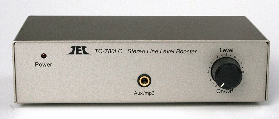 TCC TC-780LC SILVER Stereo Line Level Amp / Booster with iPod Jack; includes optional PREMIUM HIGH POWER AC Adaptor