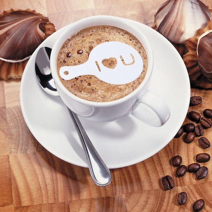 Christmas Designs PP Plastic Coffee Flowers Die Fancy Coffee Printing Template Model Milk Foam Spray Tool 8PCS... N20