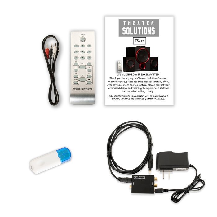 Theater Solutions TS212 Powered 2.1 Speaker System Multimedia with Bluetooth and Optical Input N2