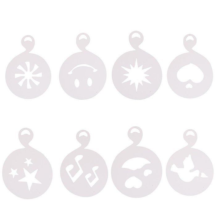 Christmas Designs PP Plastic Coffee Flowers Die Fancy Coffee Printing Template Model Milk Foam Spray Tool 8PCS... N27