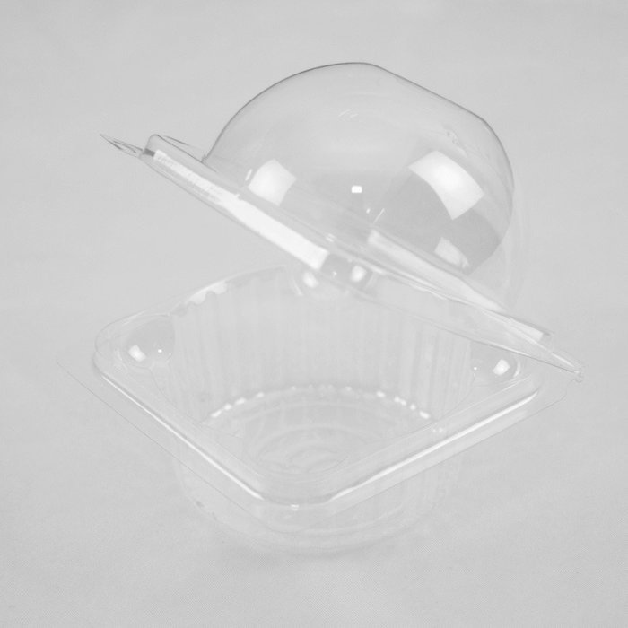 100/Pack Clear Small Cupcake Plastic Pod BPA-Free Containers Secure Closure Box N2