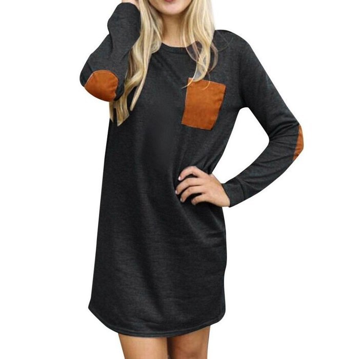 Mini Dress,Morecome Womens Long Sleeve Casual Loose Short Mini Dress (S, Dark Gray) N8